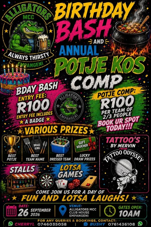 Alligators MCC Birthday Bash & Potjie Kos Comp